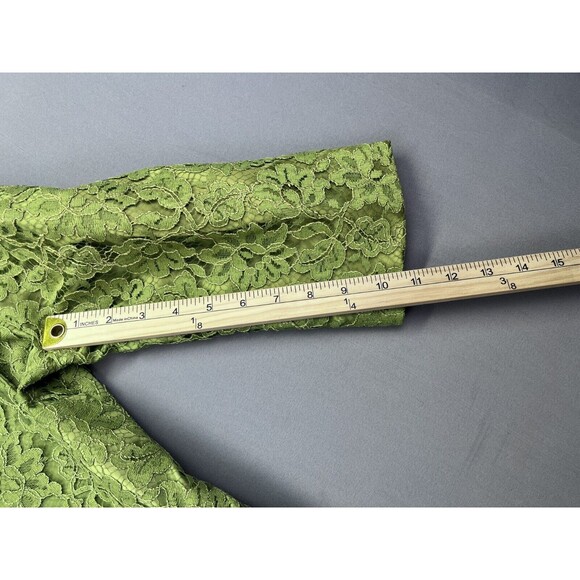 VTG Hand Made by Minnie Griffith Green Lace Floral Jacket XS/S - Picture 6 of 15